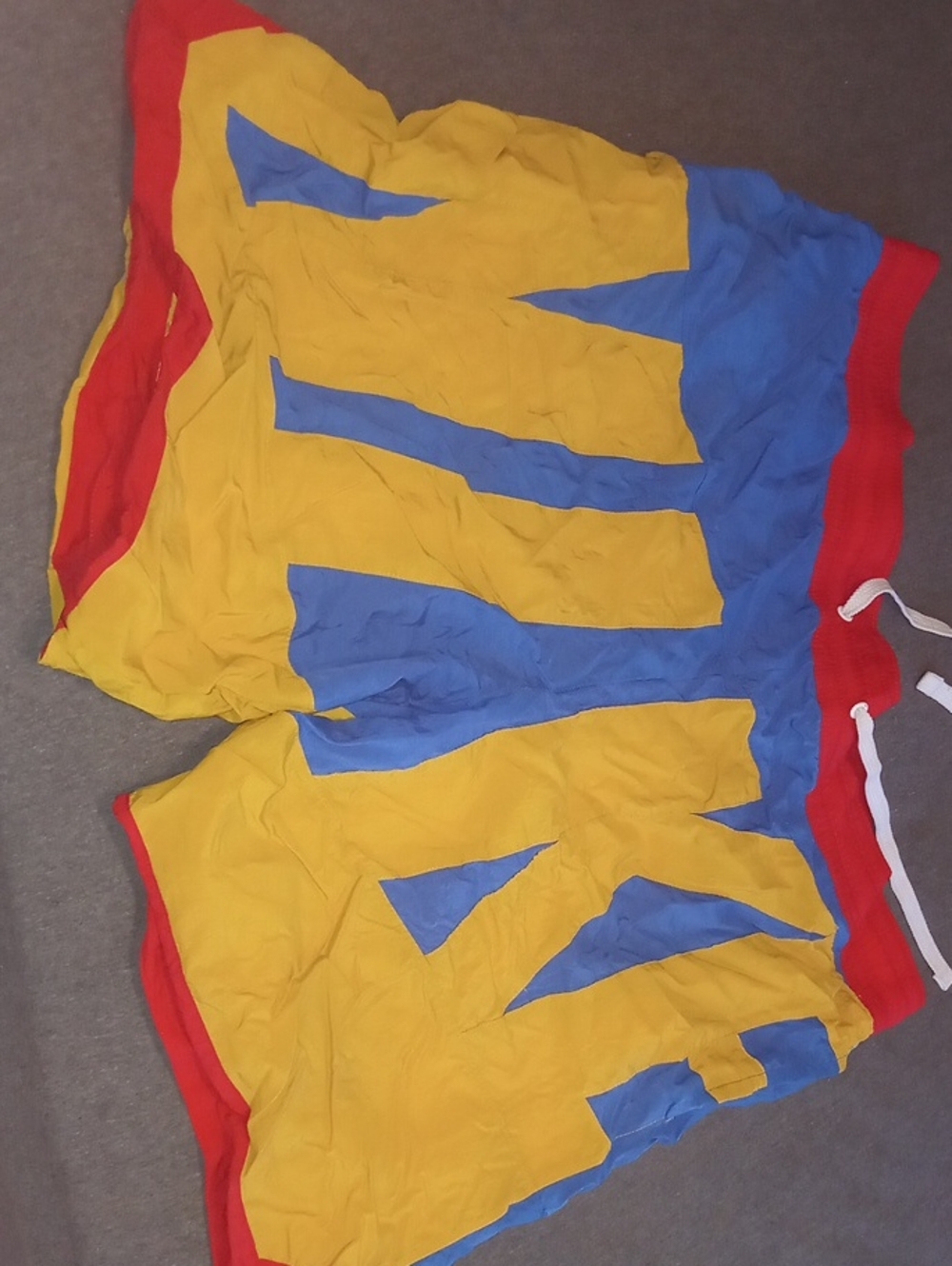 Nike Red, Yellow & Blue Colorblock Athletic Swim Trunks